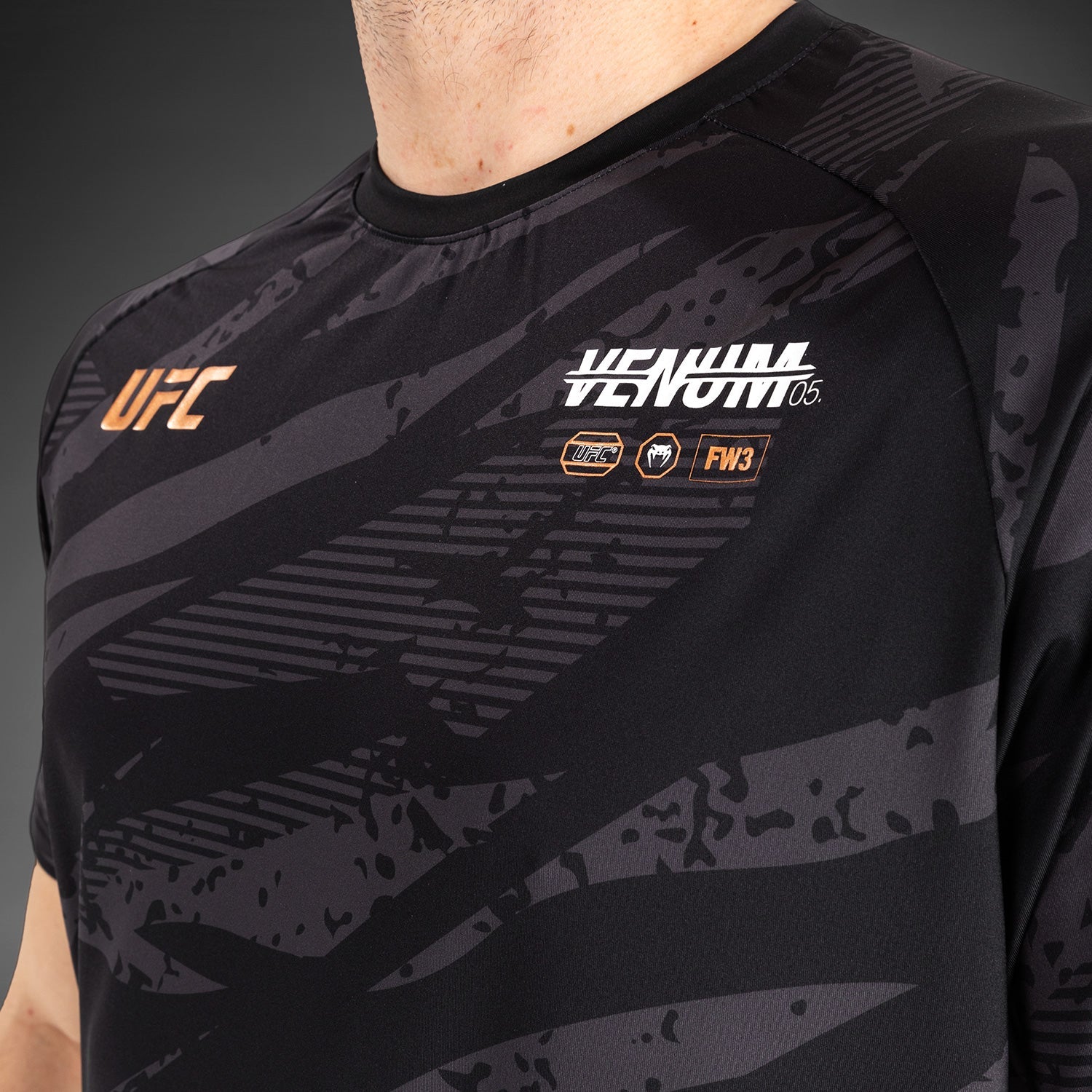 Venum UFC Adrenaline Men's Fight Week Dry Tech T-Shirt - Moisture Wicking MMA Training Shirt - Urban Camo Design for Gym, Workout & Streetwear