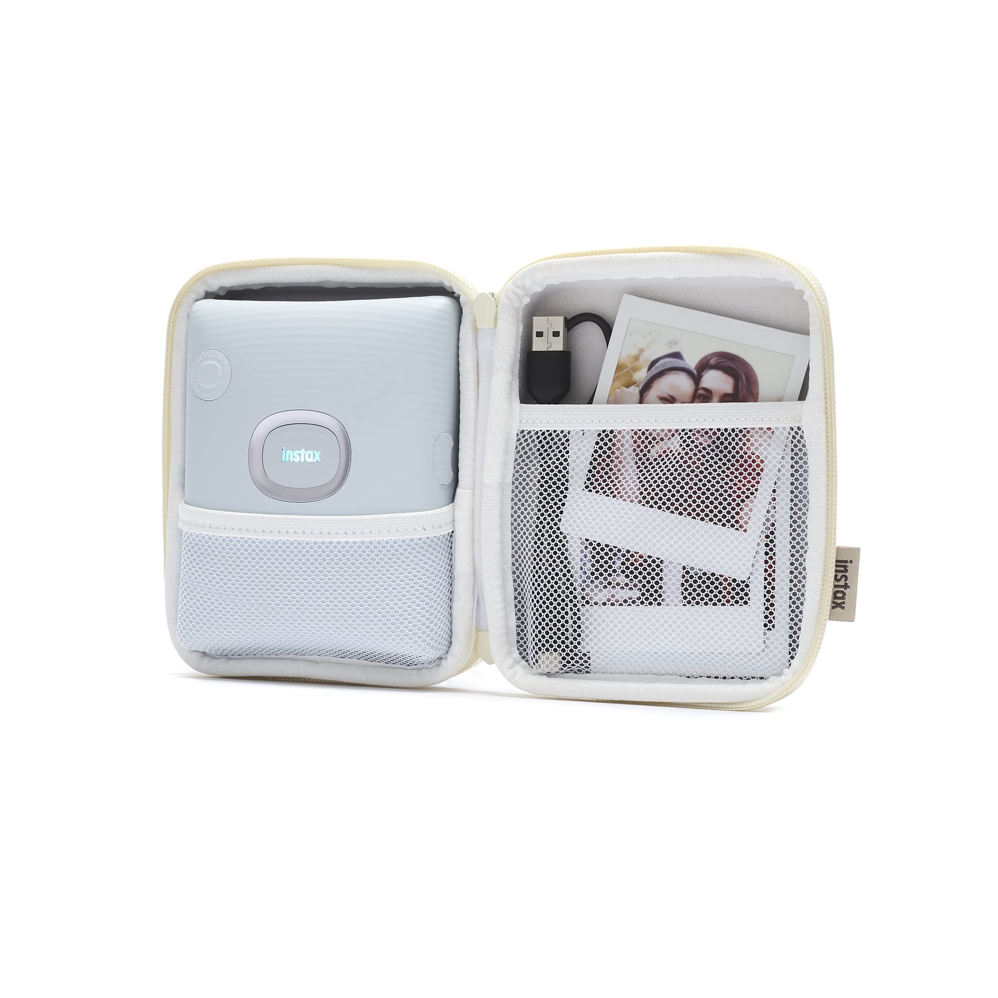 INSTAX Square Link Smartphone Printer Case - Woven Ivory Cover for Fujifilm Instant Photo Printing | Perfect for Travel, Parties & Memory Keeping