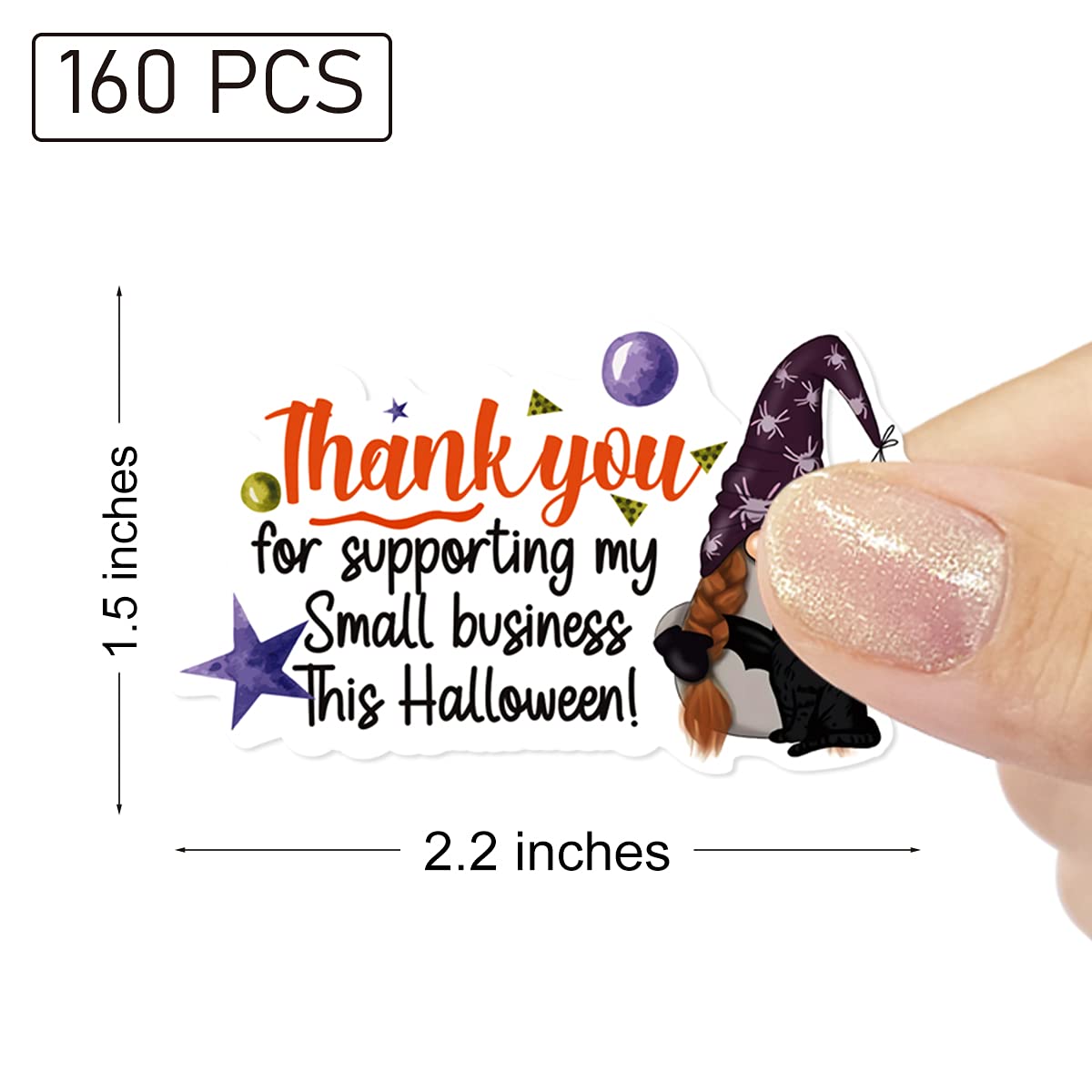 160 PCS Thank You Gnomes Stickers - Funny Small Business Envelope Seals for Packages, Handmade Goods & Bags - Halloween Theme Shop Stickers for Gifts, Mail & Crafts - Perfect for Etsy Sellers, Small Businesses & DIY Projects
