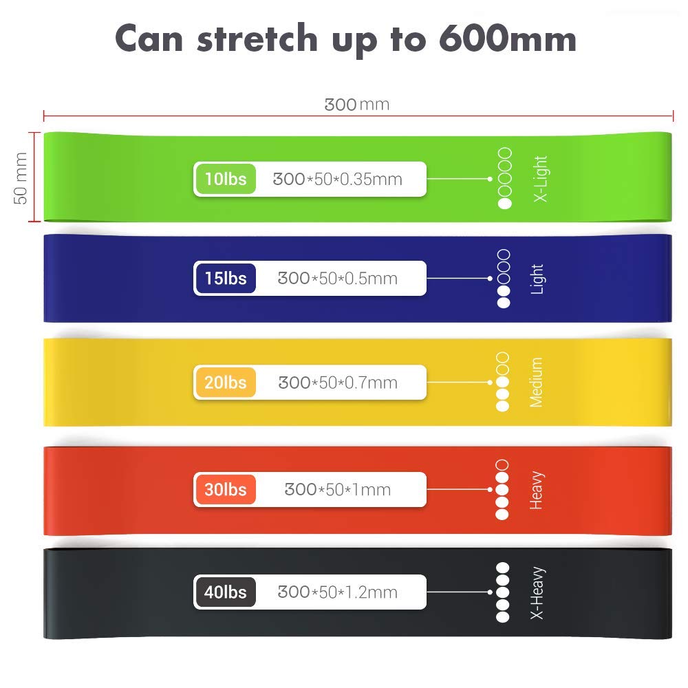 Premium 5-Level Resistance Bands Set for Home Workouts - Adjustable Elastic Exercise Bands for Strength Training, Yoga & Fitness (Includes Free Carrying Bag) - Ideal for Home Gym, Travel & Physical Therapy