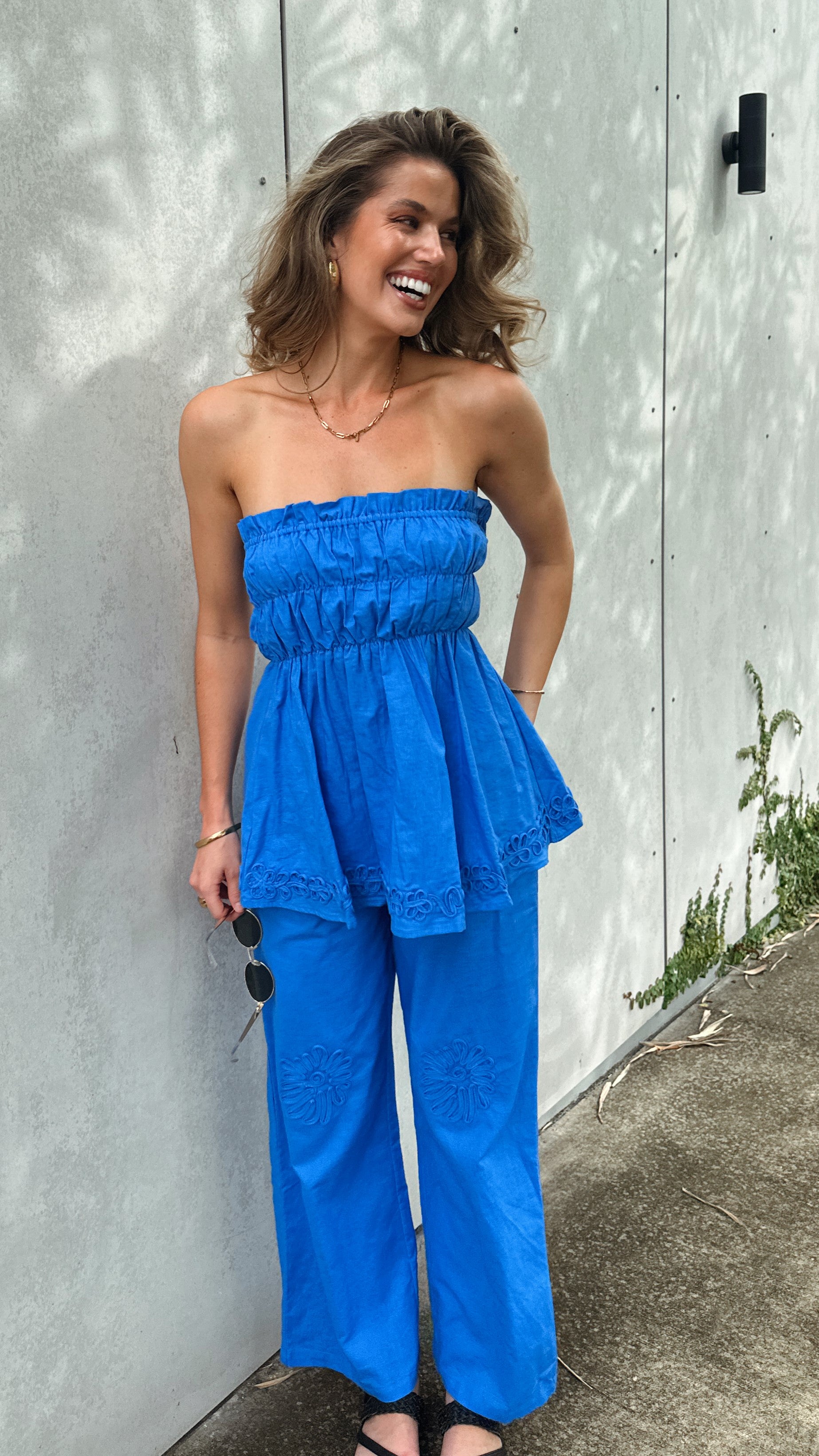 Ines Pants for Women - High Waisted Marine Blue Trousers | Comfortable Stretch Fabric for Office, Casual Wear & Travel