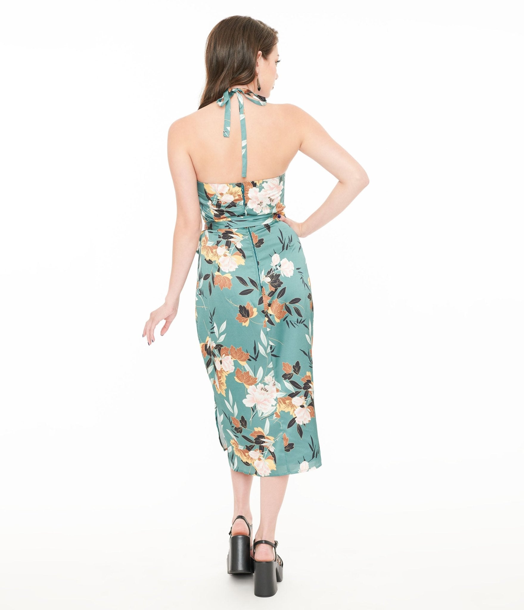 Vintage 1950s Teal Floral Leilani Sarong Dress - Retro Hawaiian Beach Cover Up, Summer Party Outfit, Boho Chic Vacation Wear