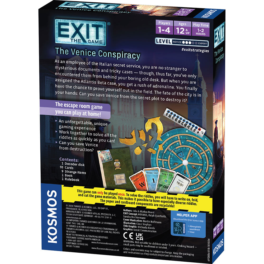 EXIT: The Game - The Venice Conspiracy | Escape Room Board Game for Adults & Teens | Perfect for Family Game Nights & Party Entertainment