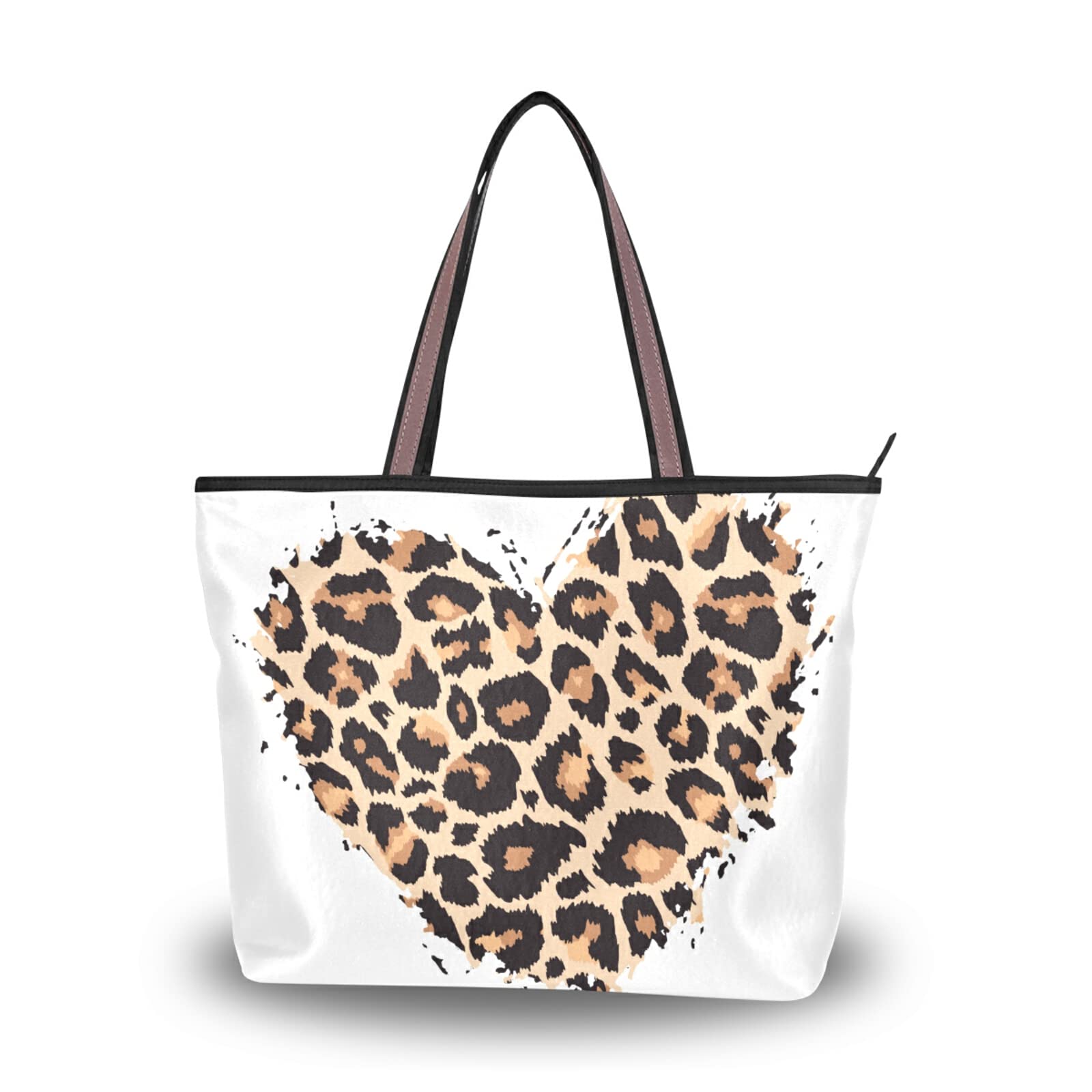 Leopard Print Heart Tote Bag for Women - Stylish Shoulder Bag & Reusable Handbag for Beach, Travel, Shopping & Daily Use | Fashionable Accessory for Outings, Work & Casual Wear