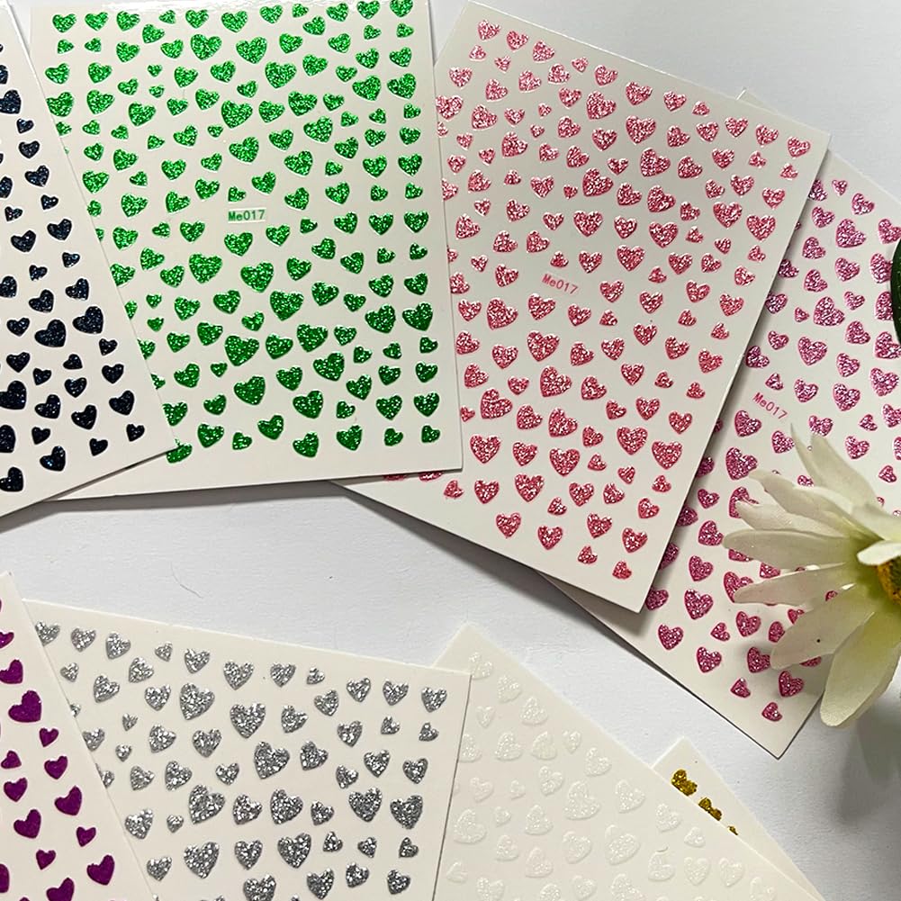 10 Sheets Heart Nail Stickers - 3D Self-Adhesive Valentines Nail Art Decals for Women & Girls | Perfect for DIY Manicures, Valentine's Day, Parties & Special Occasions