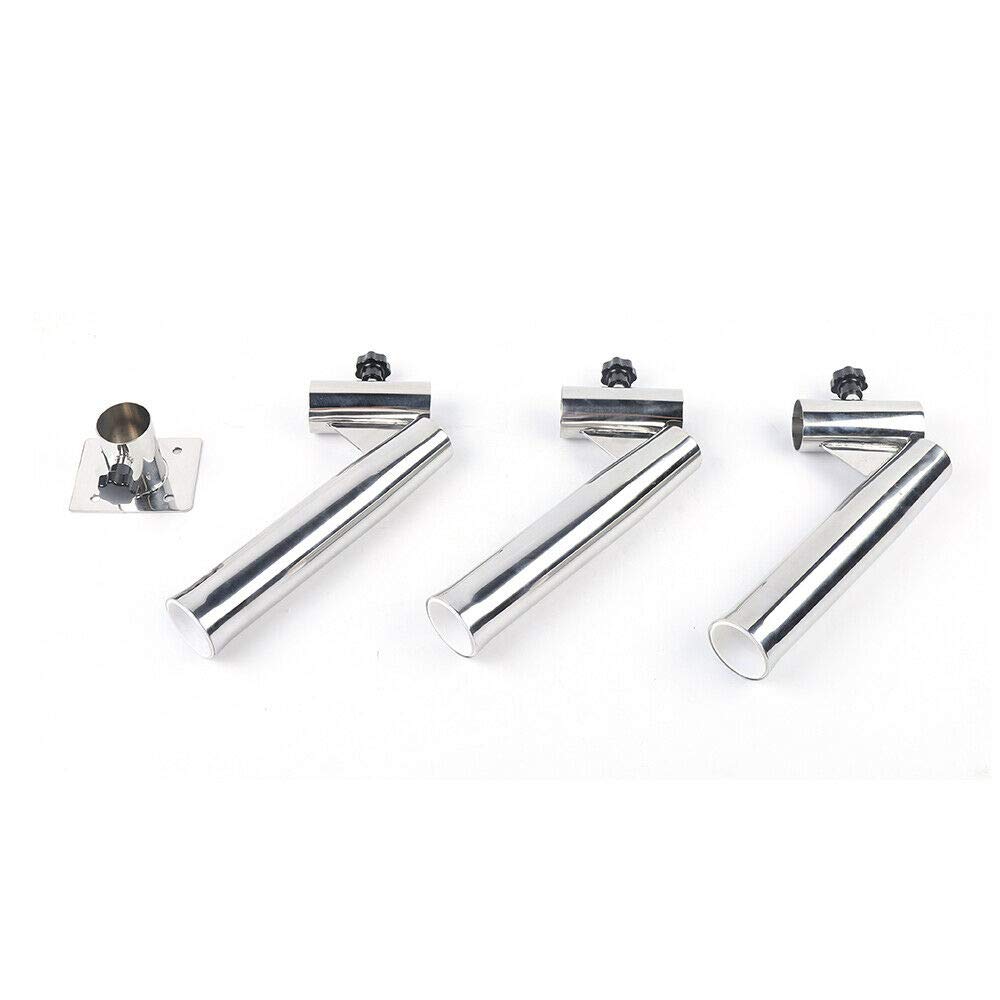 Stainless Steel 316 Adjustable Fishing Rod Holder - Vertical Bird Tree Design with 3 Rod Tubes & Trident Outrigger - Stylish Pole Pod Bracket Socket Rack with Base - Perfect for Boat, Kayak, and Shore Fishing Organization