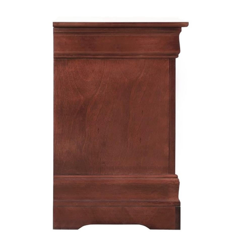 Glory Furniture Louis Phillipe 2-Drawer Cherry Nightstand - Classic Bedside Table for Bedroom Decor & Storage