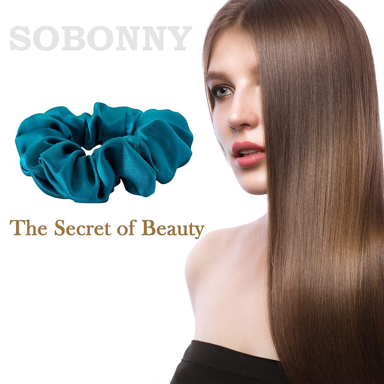 AP SALES 100% Mulberry Silk Scrunchies for Women & Girls – 19 Momme Natural Silk Hair Ties | Soft, No-Pull Elastic Hair Bands (Peacock Blue, Apricot Black) – Perfect for Daily Wear, Workouts & Protecting Hair While Sleeping