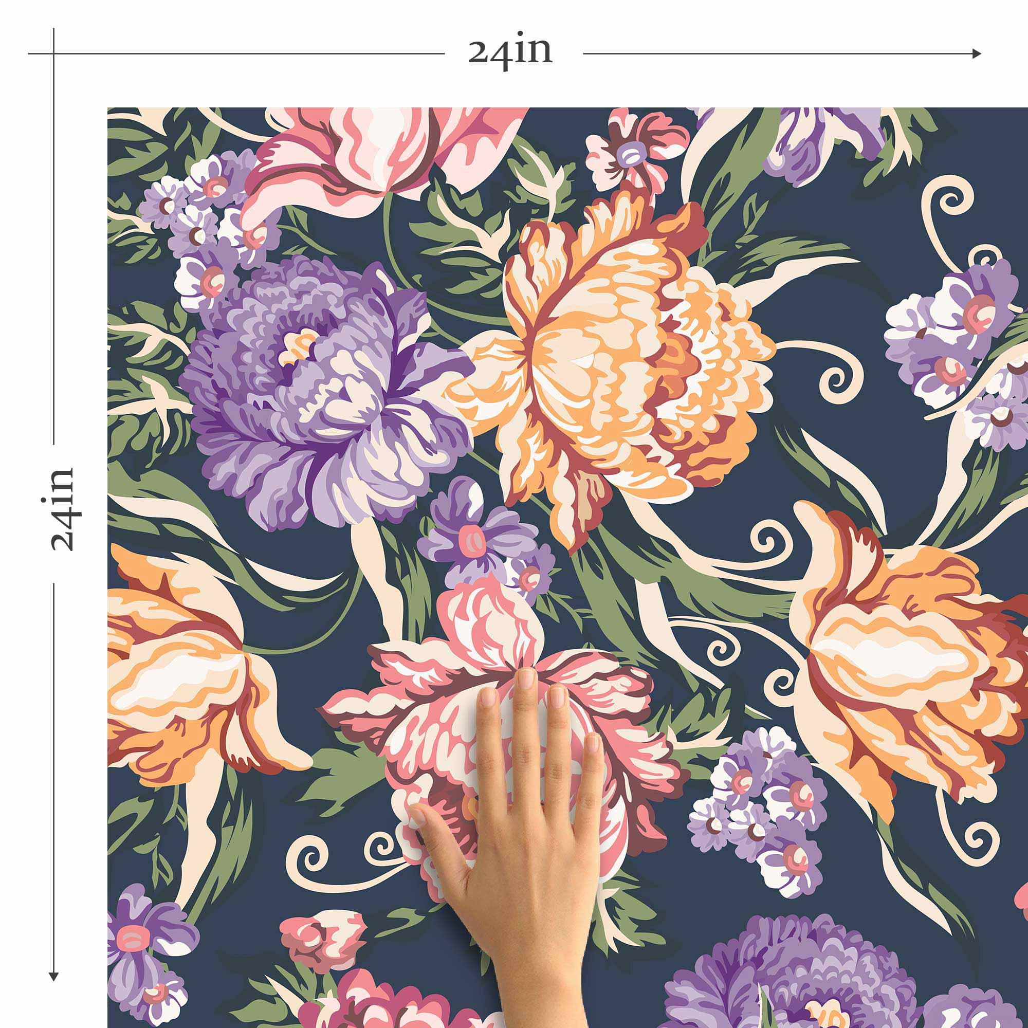 Orange Flowers Peel and Stick Removable Wallpaper 6678 - Self-Adhesive Decorative Wall Covering for Bedroom, Living Room & Nursery Decor