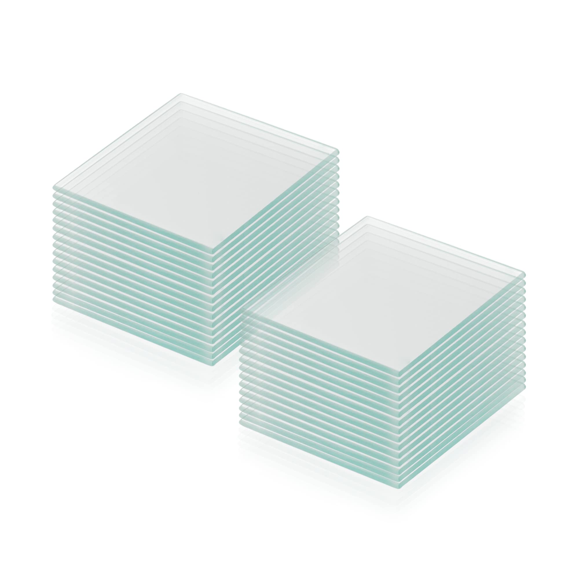 4x4 Inch Clear Glass Square Tiles - Smooth Surface Craft Mosaic Tiles (Pack of 24) - Perfect for DIY Home Decor, Backsplash Projects & Art Crafts