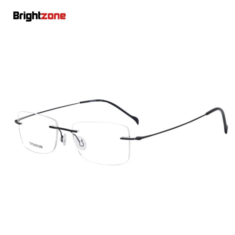 Brightzone Unisex Rimless Rectangle Titanium Eyeglasses Frame 71608 - Lightweight & Durable for Work, Reading & Everyday Wear