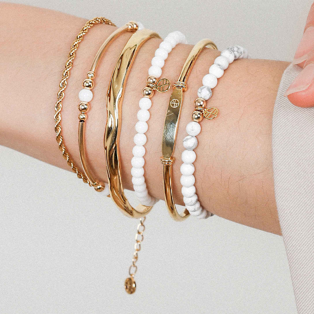 White Agate Ava Bracelet - Stone of Resilience & Protection | Healing Crystal Jewelry for Stress Relief, Meditation & Spiritual Growth