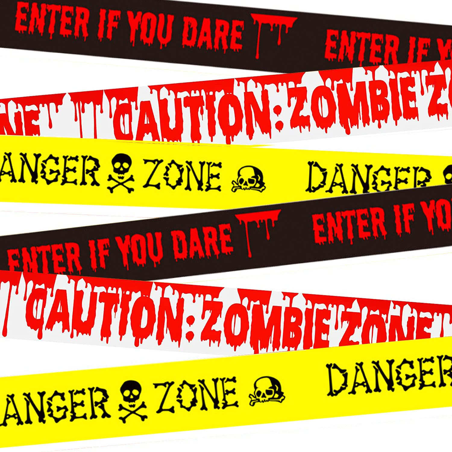 Halloween Caution Tape - Zombie Warning Tape for Party Decorations & Spooky Halloween Décor - Perfect for Haunted Houses, Yard Displays & Themed Events