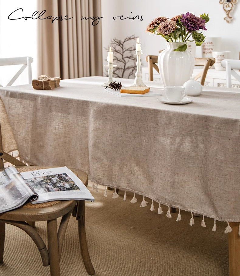 Premium Brown Linen Tablecloth - Elegant Rectangle Dining Table Cover for Home Decor, Modern & Simple Design, Fits Oval & Square Tables - Perfect for Dinner Parties, Holidays & Everyday Use