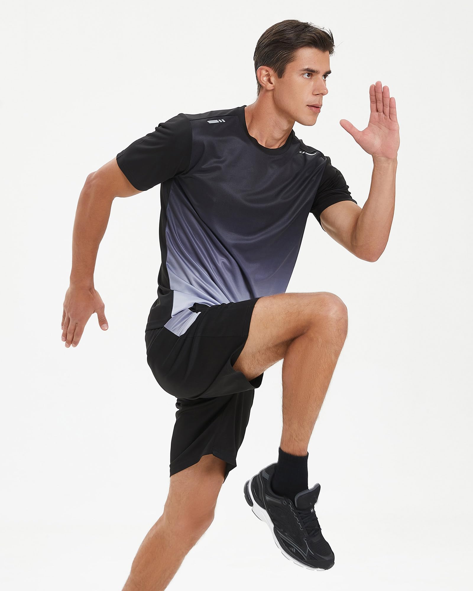 BOOMCOOL Men's Gym Clothes Set - 6 Pack Workout Shorts & Long Sleeve Shirts for Running, Training & Fitness | Moisture Wicking Dry Fit Athletic Outfits for Gym, Jogging & Sports Activities