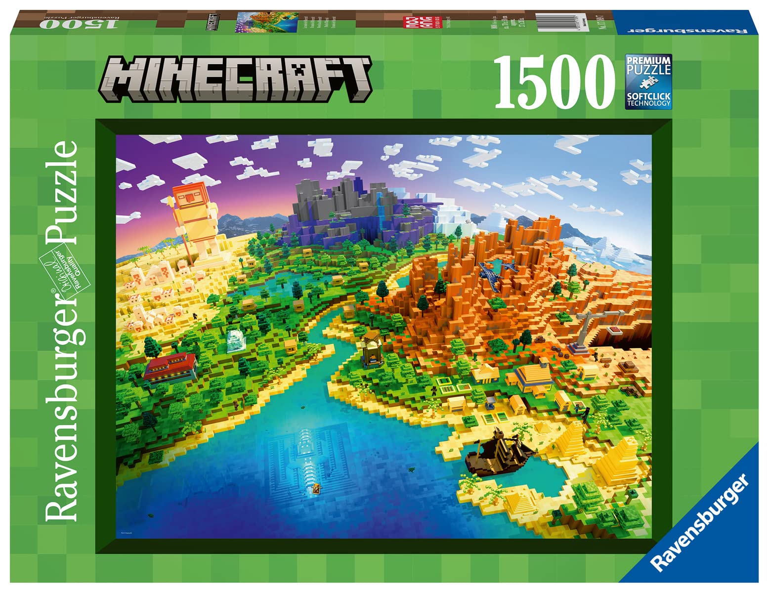 Ravensburger 1500 Piece Adult Puzzle - The World of Minecraft (17189) - Perfect for Family Game Nights, Gifts & Relaxation