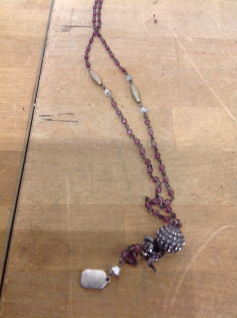 Elegant Purple Glass Beads & Rhinestone Necklace for Women - Perfect for Evening Parties, Weddings & Special Occasions