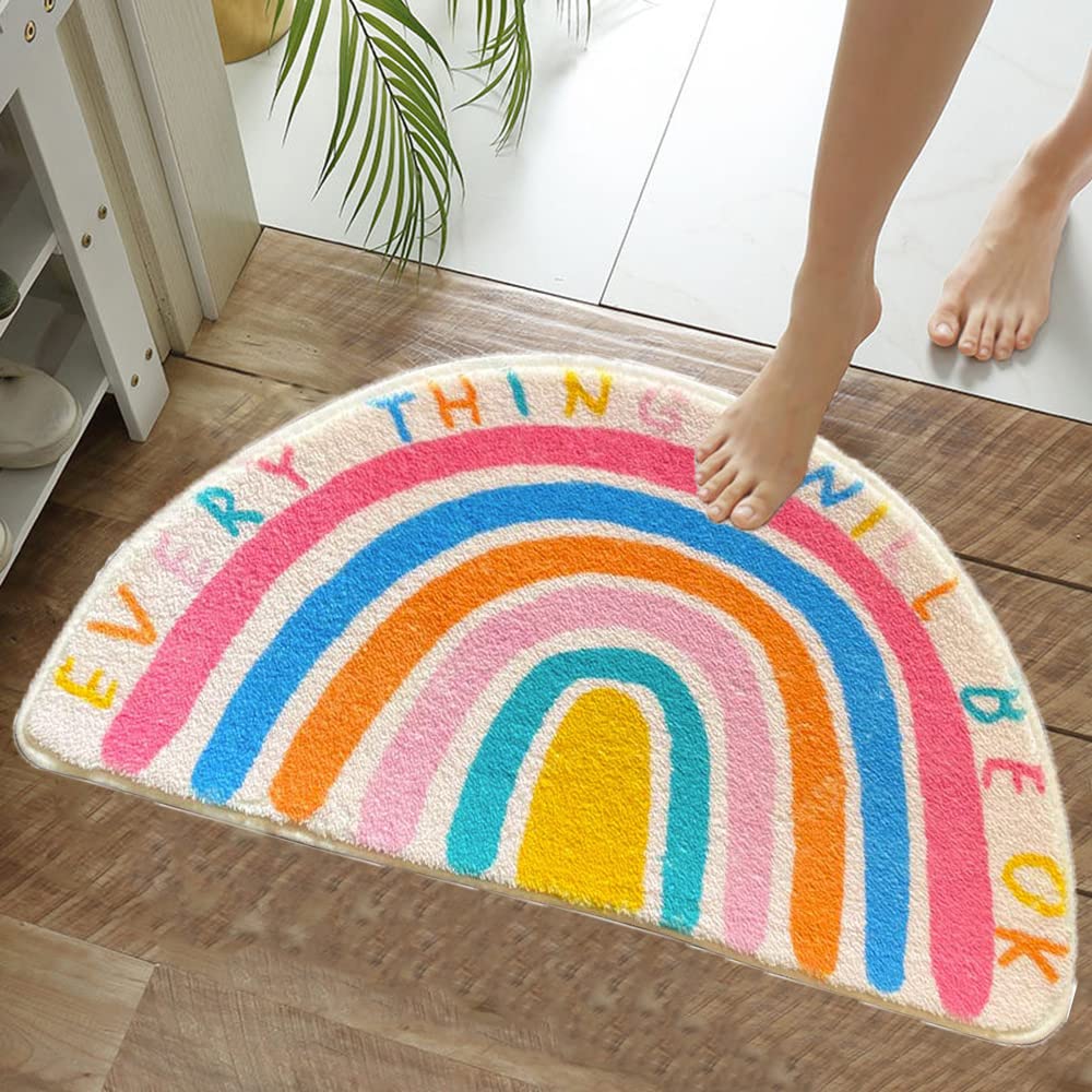 Non-Slip Rainbow Bathroom Rugs - Super Soft Plush Microfiber Floor Mats, Washable & Highly Absorbent for Bathroom, Shower & Indoor Use - Waterproof Doormat for Entrance Decor (45x90cm, Rainbow Story) - Perfect for Bathrooms, Laundry Rooms & Cozy Home Decor