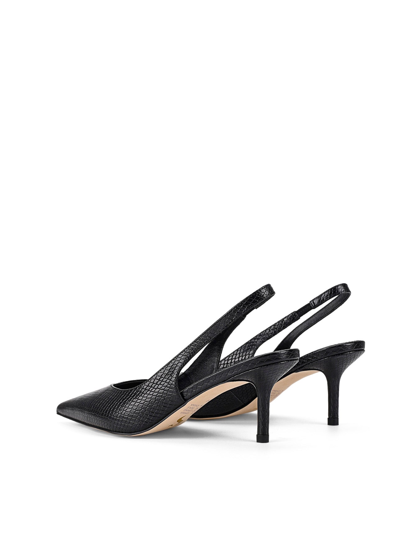 Yory Slingback Kitten Heels - Black Snake Leather Women's Shoes | Comfortable Low Heel Pumps for Work, Office & Special Occasions