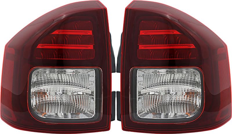 2014-2017 Jeep Compass LED Tail Lights Replacement Set - Driver & Passenger Side - Durable & Bright Brake Lights for Night Driving & Off-Road Adventures