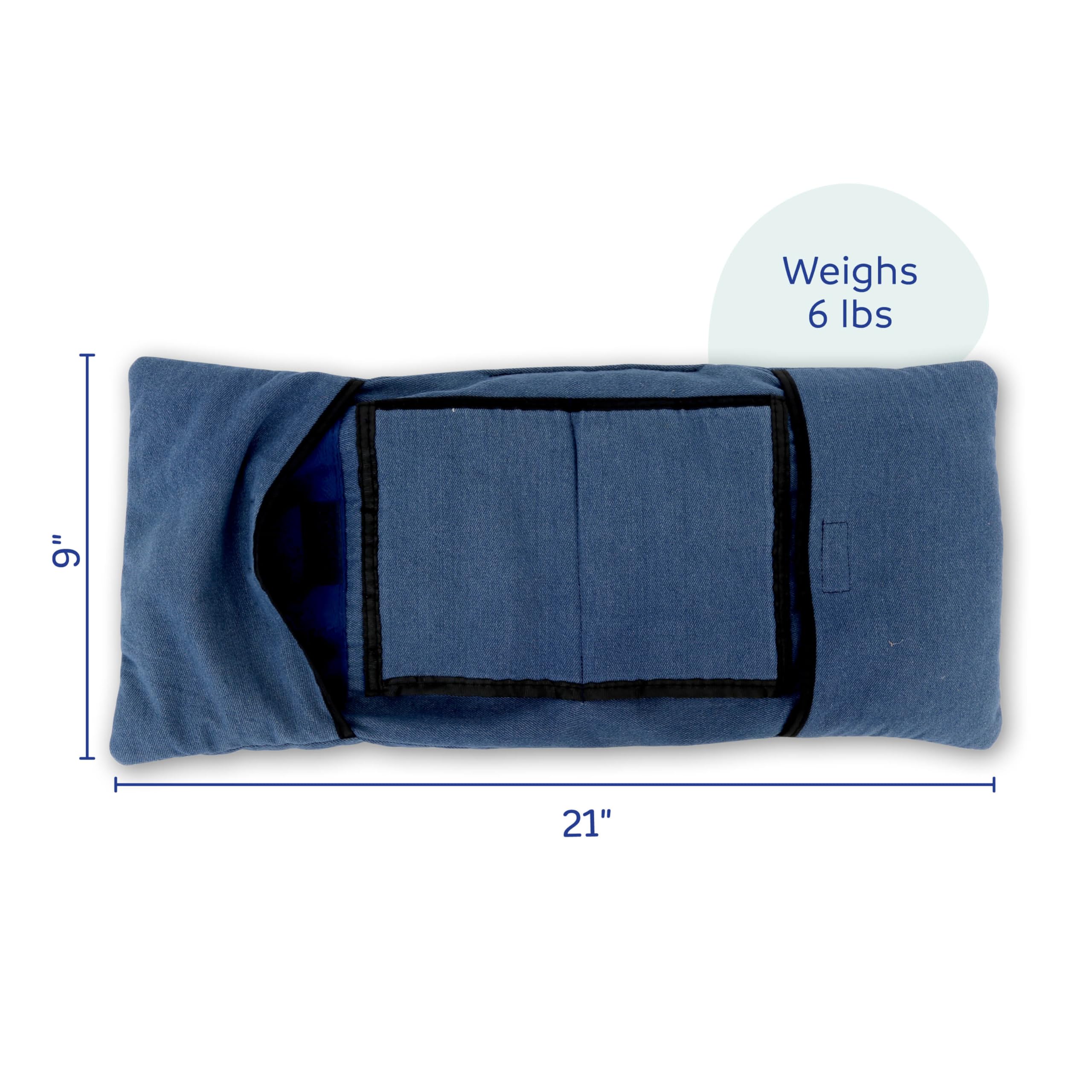 Weighted Denim Lap Pad with Built-in Fidget Toys & Pockets - 6 lbs Sensory Fidget Pillow for Kids, Teens & Adults - Perfect for Anxiety Relief, Focus Improvement, and Sensory Processing Needs - Great for Classrooms, Therapy Sessions, and Home Use