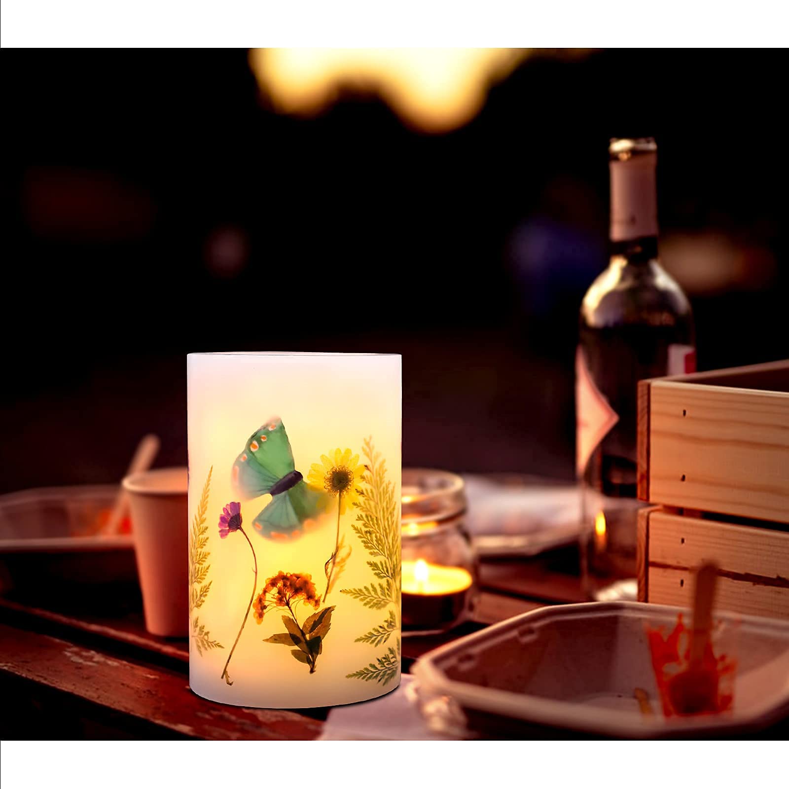Flameless LED Pillar Candle - Real Wax, 4