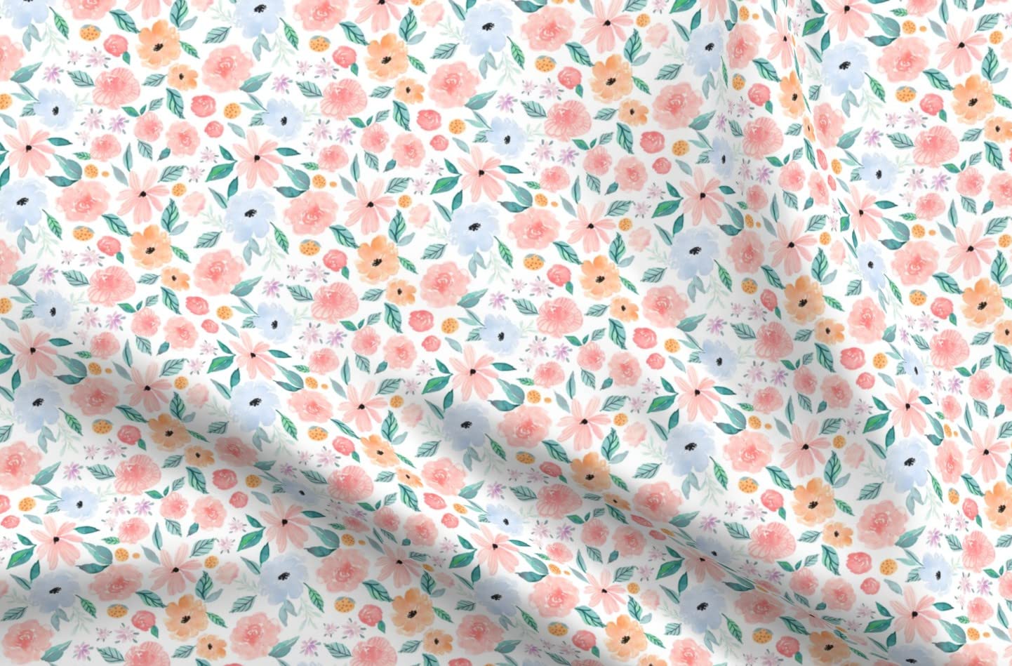 Bloom Dreams Floral Printed Fleece Fabric Fat Quarter by Spoonflower - Soft & Cozy for DIY Sewing, Blankets, Loungewear, No-Sew Projects - Perfect for Home Decor, Baby Clothes & Crafting