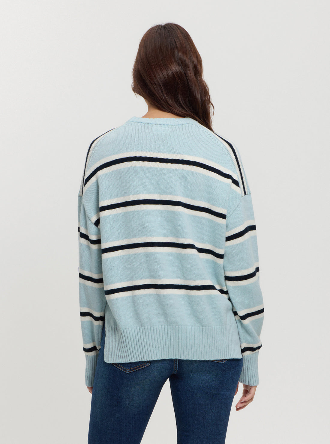 Guess Women's Striped Knit Sweater Jumper - Casual Long Sleeve Pullover for Fall & Winter Fashion
