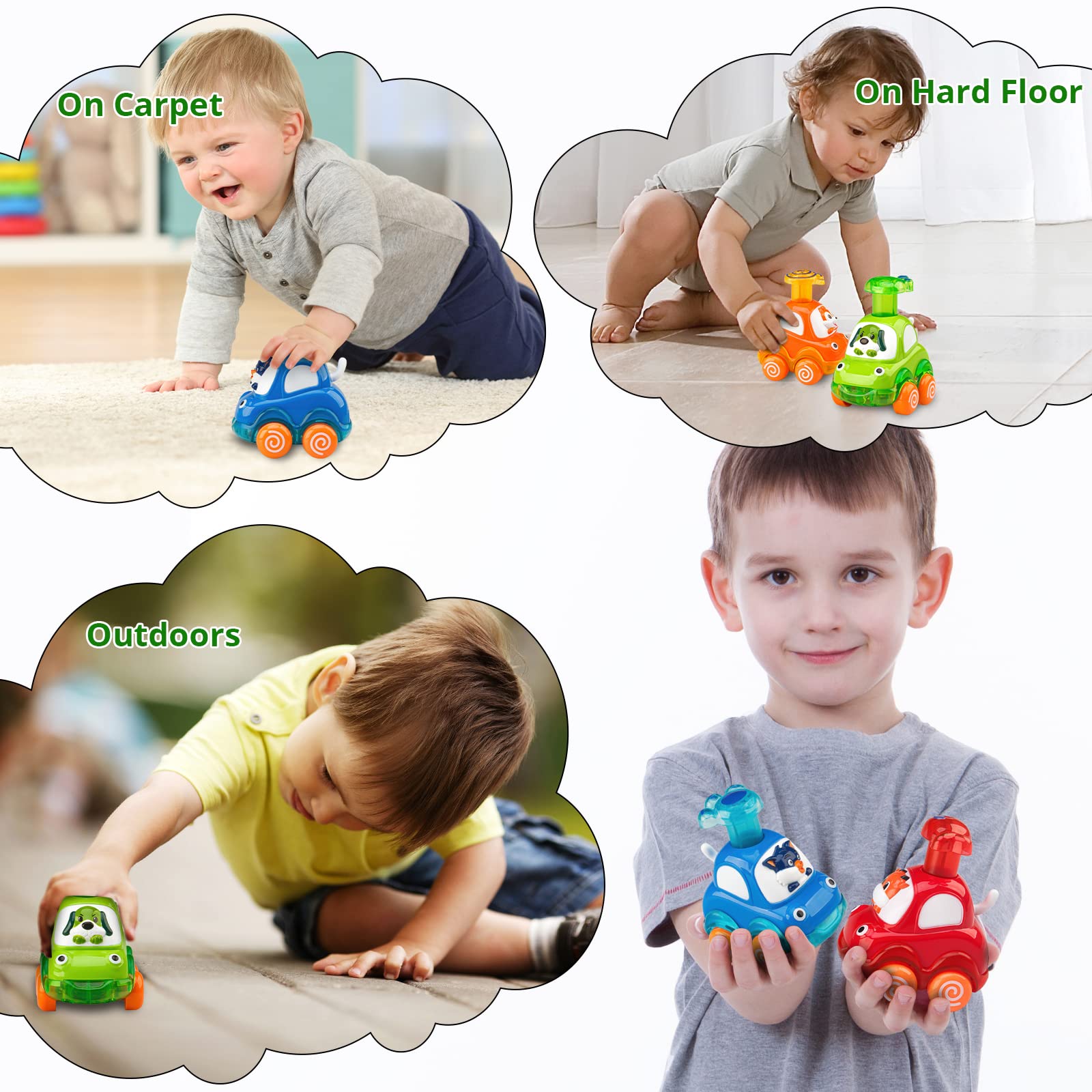 4 PCS Inertia Animal Car Toys for Toddlers 1-2 Years Old | Best 1st Birthday Gifts for Boys & Girls | Safe & Durable Baby Toys 12-18 Months | Perfect for Playtime, Learning & Early Childhood Development