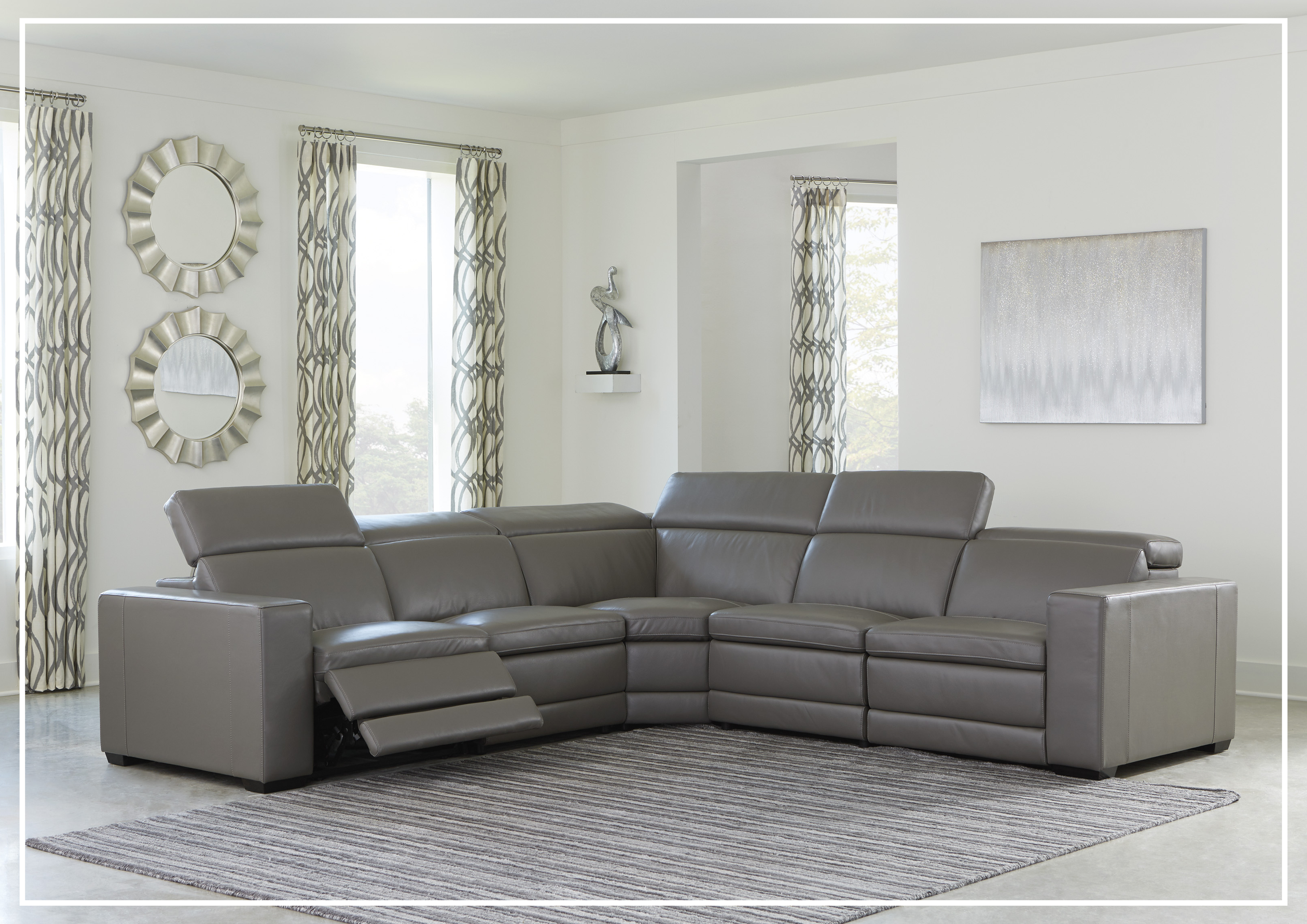 Gio Italia Titan 5-Seater Power Reclining Sectional Sofa - Modern L-Shaped Leather Living Room Couch with USB Charging Ports | Perfect for Family Movie Nights & Home Theater Lounging