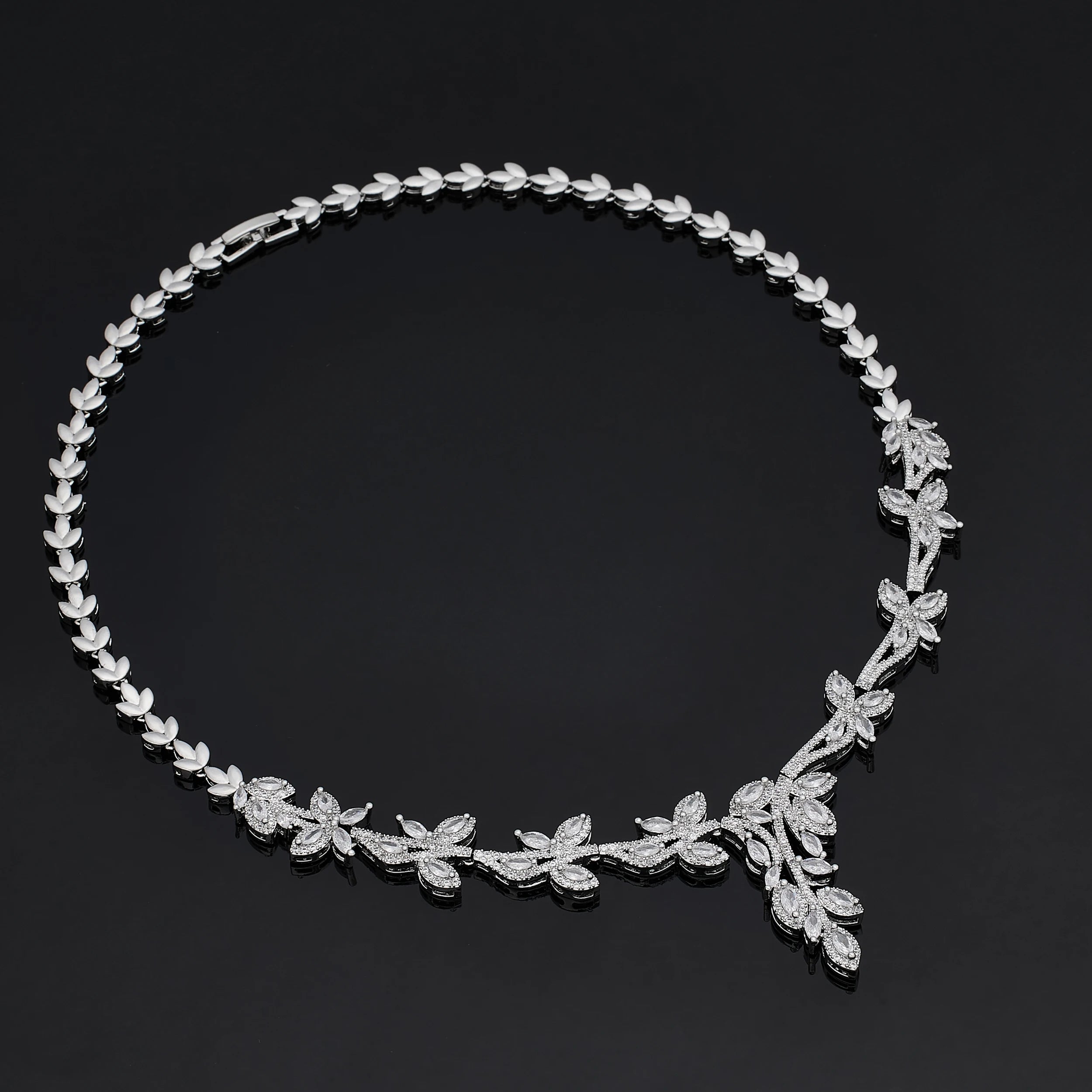 Luxury 4PCS Cubic Zirconia Wedding Jewelry Set for Women - Bridal Party Necklace Earrings Set - Dubai Inspired Elegant Bridal Accessories - Perfect for Weddings, Anniversaries & Special Occasions