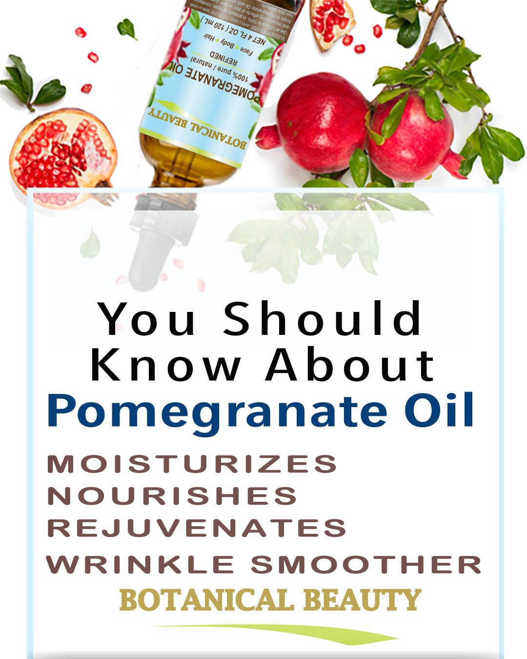 100% Pure Pomegranate Seed Oil - Cold Pressed, Natural & Refined Carrier Oil for Face, Skin, Hair & Nails (4oz/120ml) | Rich in Vitamin C & Antioxidants | Botanical Beauty | Perfect for DIY Skincare, Massage & Hair Treatments