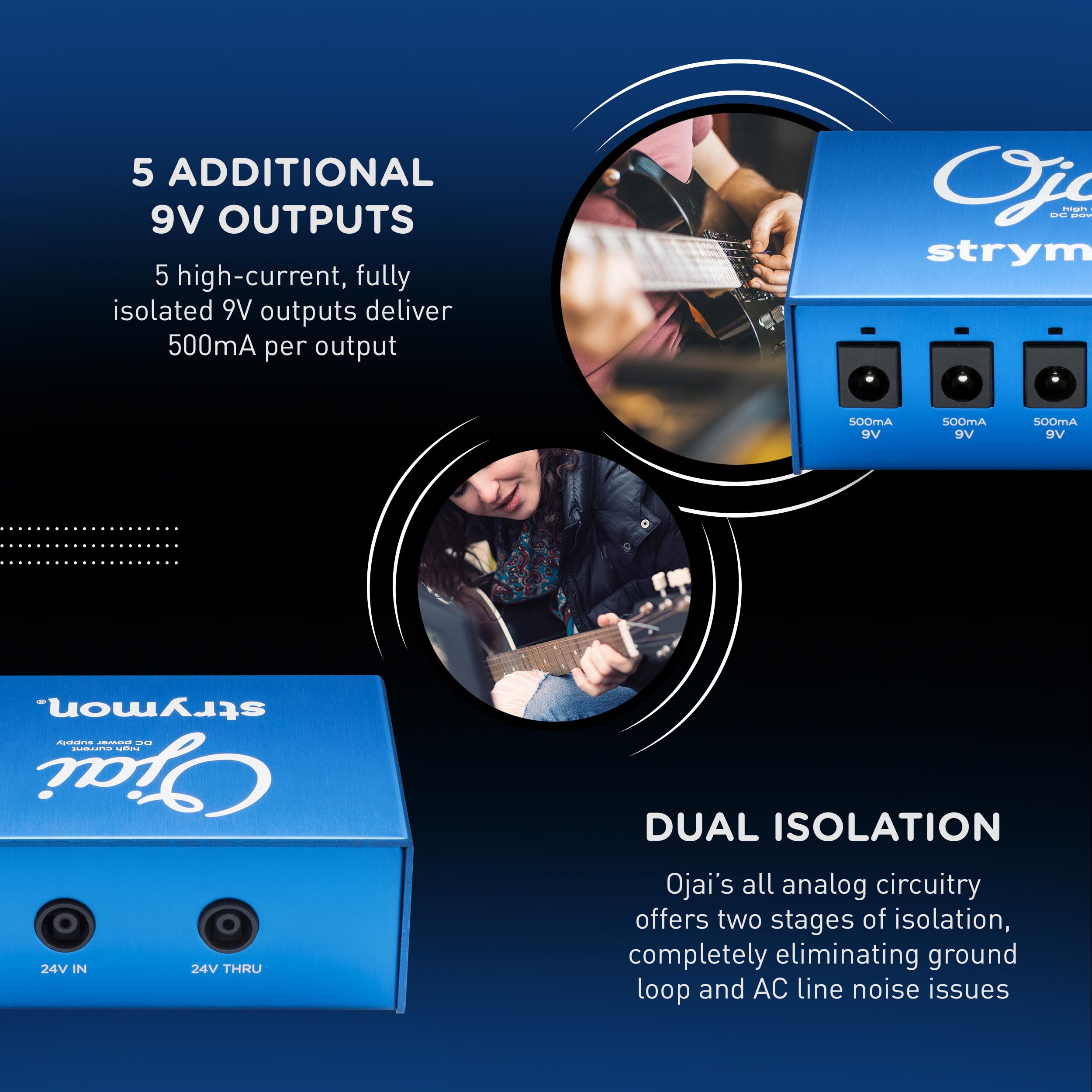 Strymon Ojai High Current 9V Guitar Effects Pedal Power Supply Expansion Kit - 5 Isolated 500mA Outputs for Professional Musicians & Guitarists | Perfect for Pedalboards & Live Performances