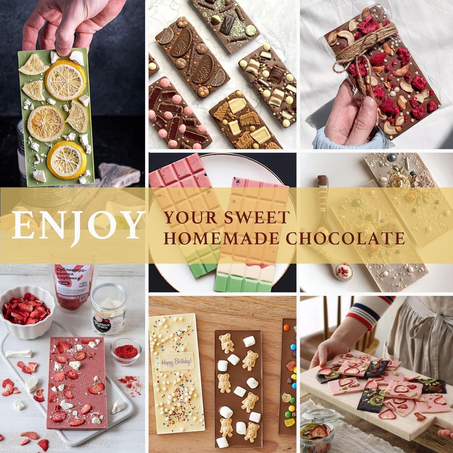 LEGACYCART 4 Pack Silicone Chocolate Molds - Food Grade, Non-Stick, Break-Apart Candy Molds for Heart, Cadbury, Bubble & Fragment Shapes - Perfect for Homemade Protein Bars, Energy Snacks & DIY Chocolate Treats