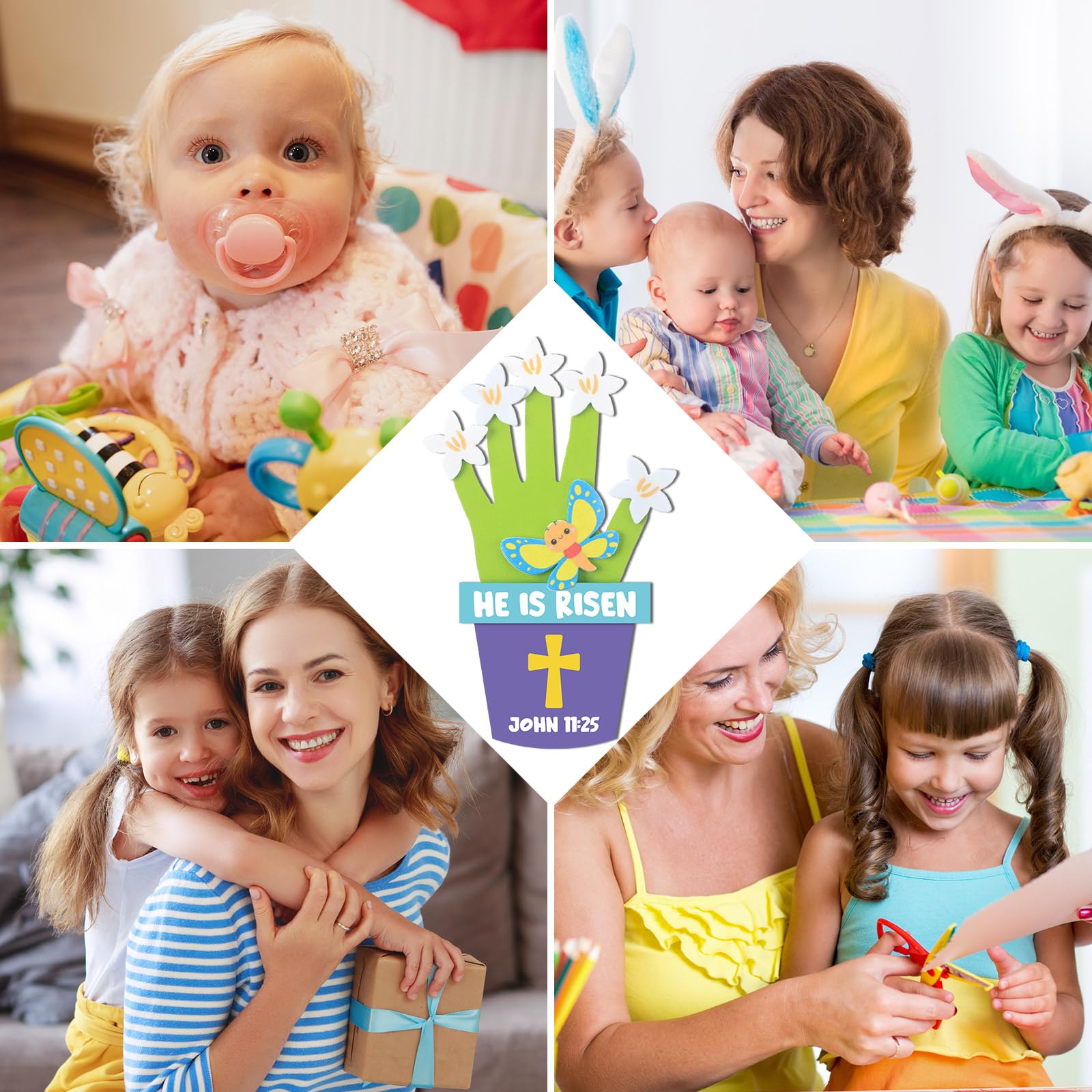 Honoson 20-Piece He is Risen Easter Craft Kit - Christian Foam Handprint Crafts for Kids Sunday School & Home Activities