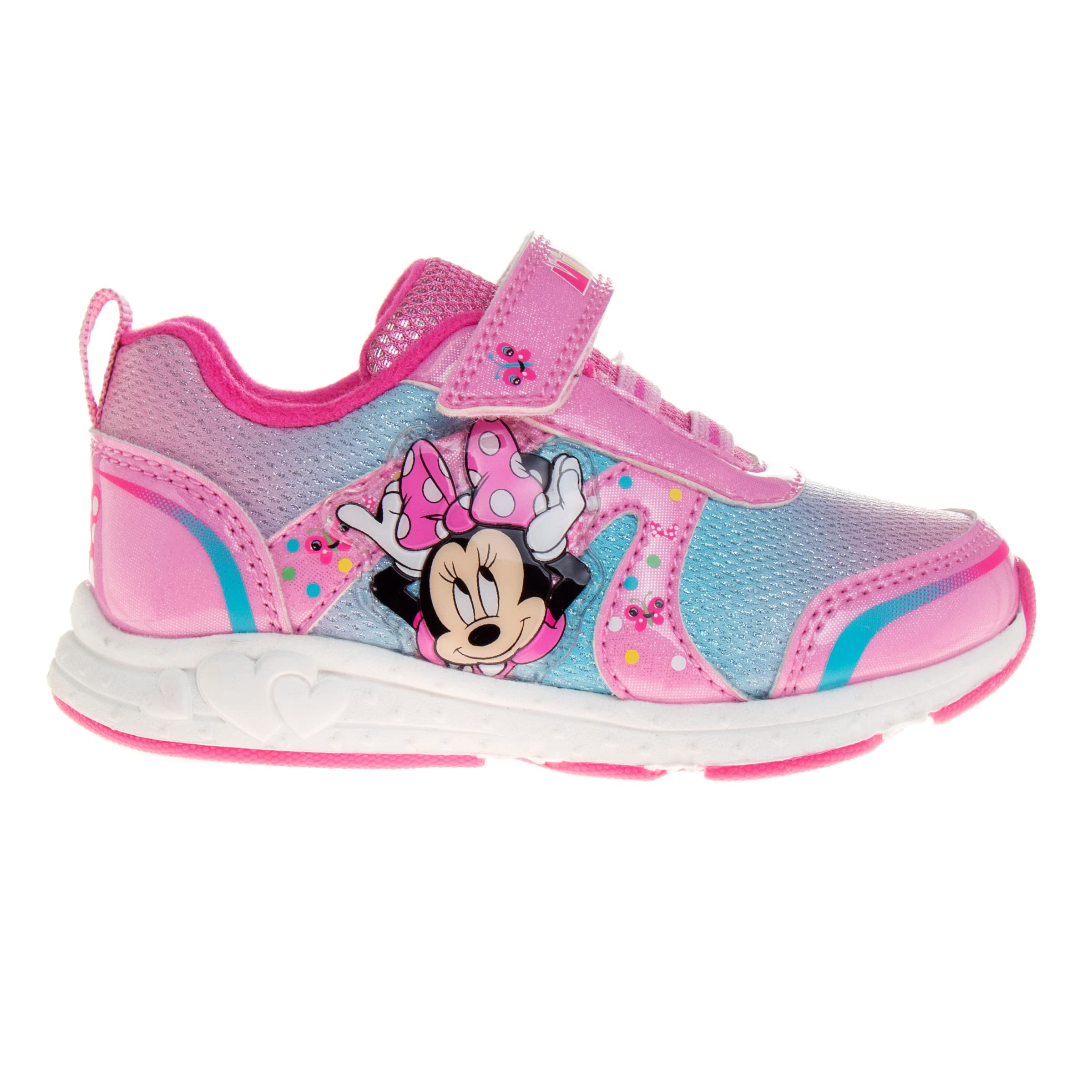 Disney Minnie Mouse Light Up Laceless Running Shoes for Toddler & Little Girl - Comfortable Sneakers for Playtime, School & Outdoor Activities
