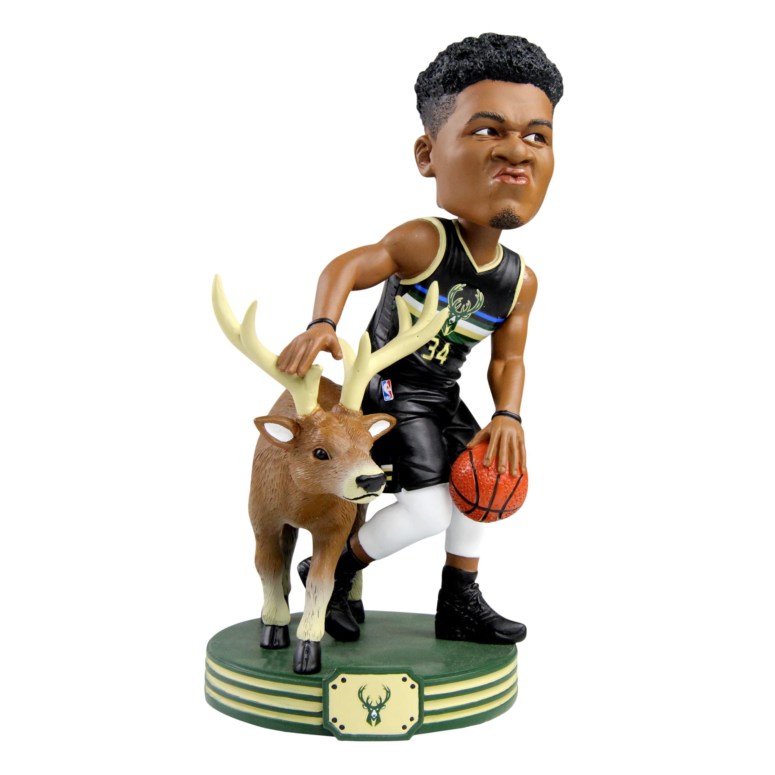 Giannis Antetokounmpo Milwaukee Bucks Bobblehead with Deer - NBA Collectible Figurine for Fans, Sports Memorabilia, Office Desk Decor, and Basketball Gifts