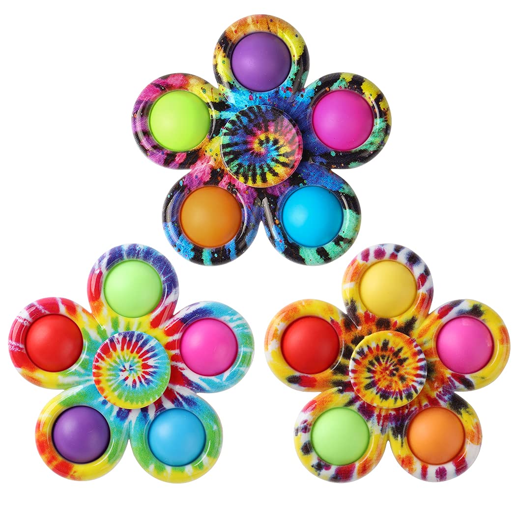 Pumty Pop Spinners Pack - 3Pcs Colorful Push Pop Bubble Spinners Sensory Toys for Kids & Adults - Stress Relief & Anxiety Relief for Autism - Perfect for Fidgeting, Classroom, Office & Travel Use