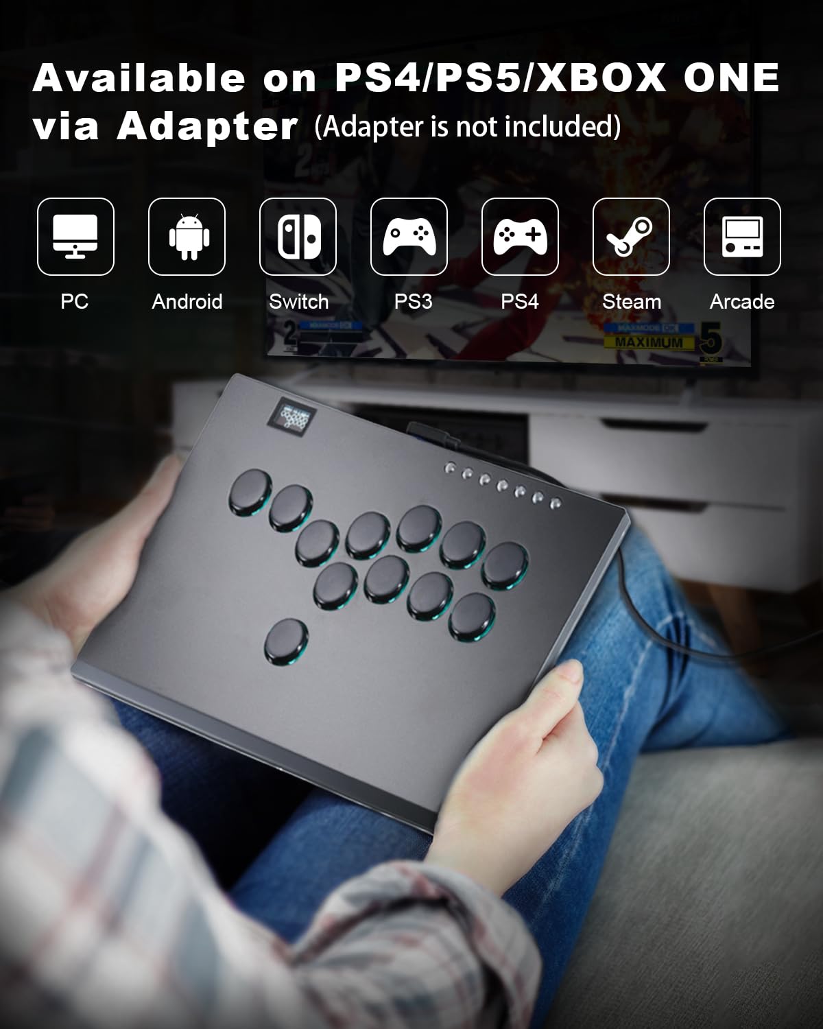 Premium Aluminum Leverless Arcade Controller - Haute42 M12 Plus for PC, PS3, PS4 & Nintendo Switch | Low-Profile Crystal Buttons, Hot-Swap & SOCD Support | Perfect for Fighting Games, eSports & Arcade Gaming