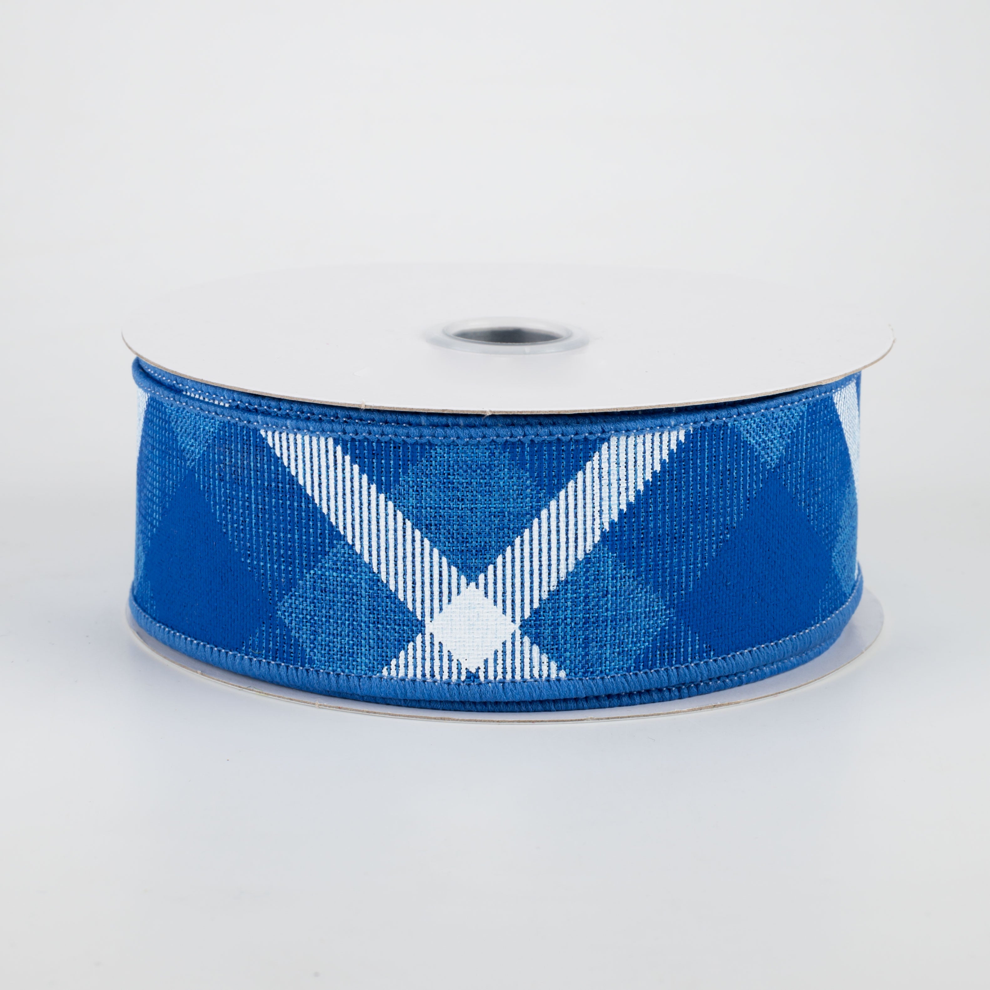 1.5 Inch Printed Plaid Ribbon - Royal Blue and White Pattern - 10 Yards Bulk Spool - Perfect for Gift Wrapping, DIY Crafts, Wedding Decorations and Holiday Bows