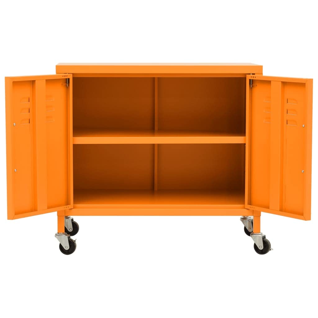 2-Door Steel Storage Cabinet with Adjustable Shelf & 4 Wheels - 23.6