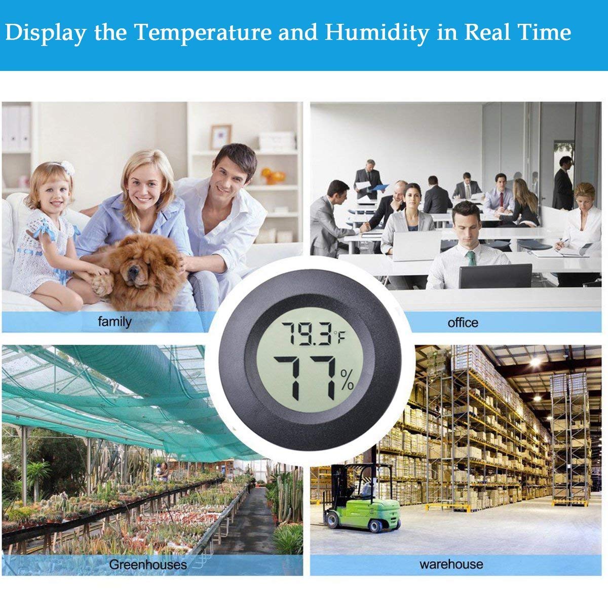 4-Pack Mini Digital Hygrometer Thermometer - LCD Indoor Humidity & Temperature Monitor for Home, Car, Greenhouse - Fahrenheit/Celsius Display - Ideal for Humidors, Baby Rooms, Humidifiers
