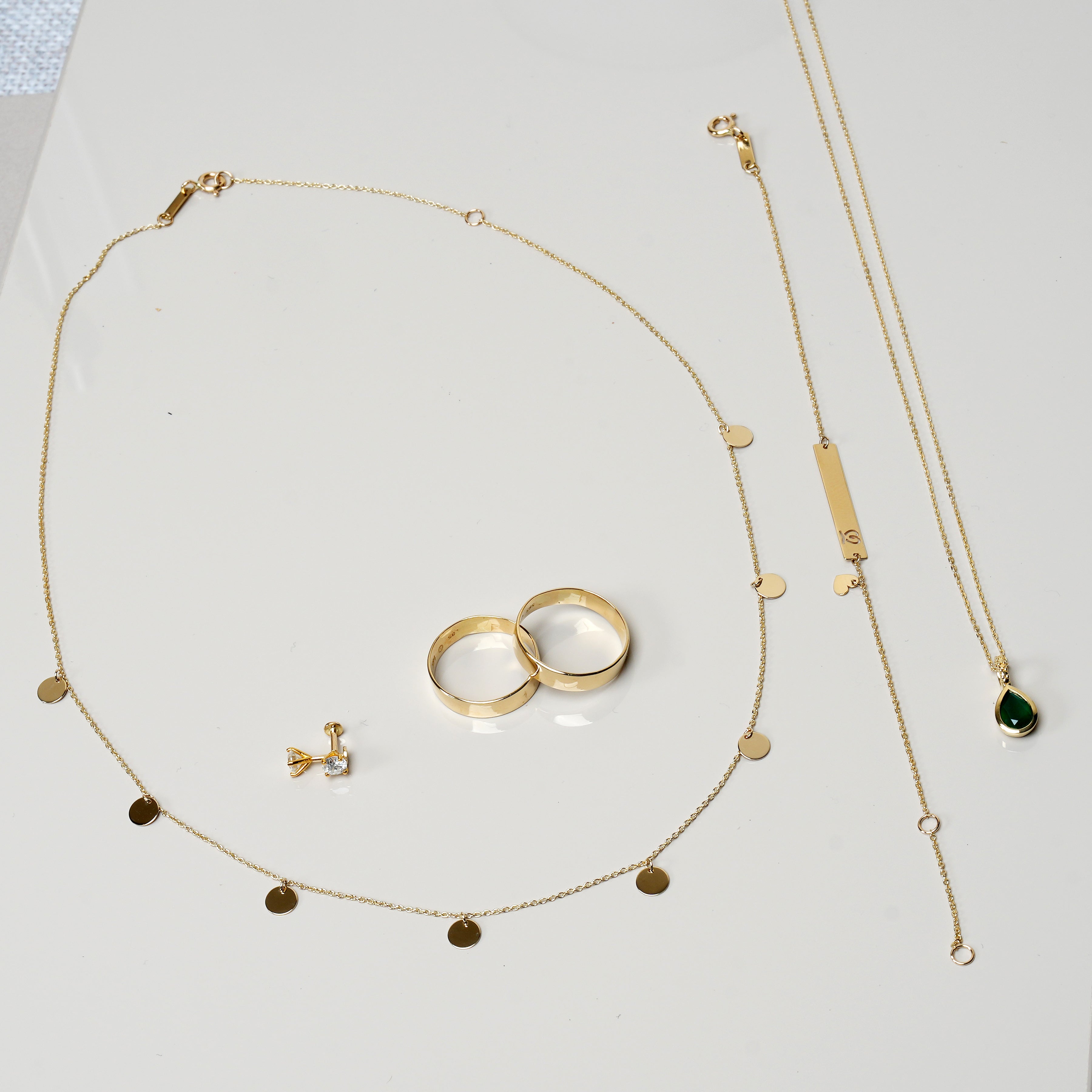 14K Yellow Gold Coin Station Necklace - Elegant Minimalist Jewelry for Women, Gift for Her, Birthday, Anniversary, Everyday Wear