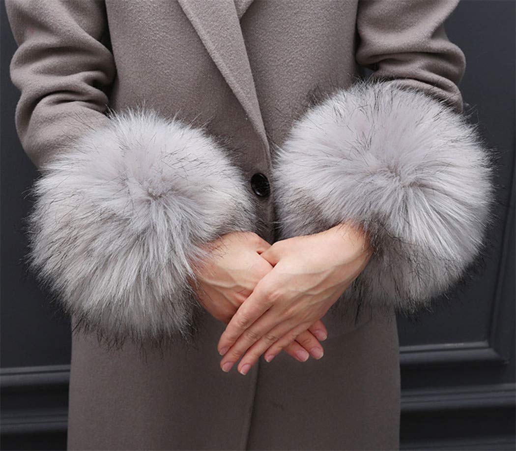 Women's Winter Faux Fur Arm Warmers - Soft Short Furry Wrist Bands & Ring Cuffs for Cold Weather - Perfect for Outdoor Activities, Fashion Accessories, and Winter Outfits