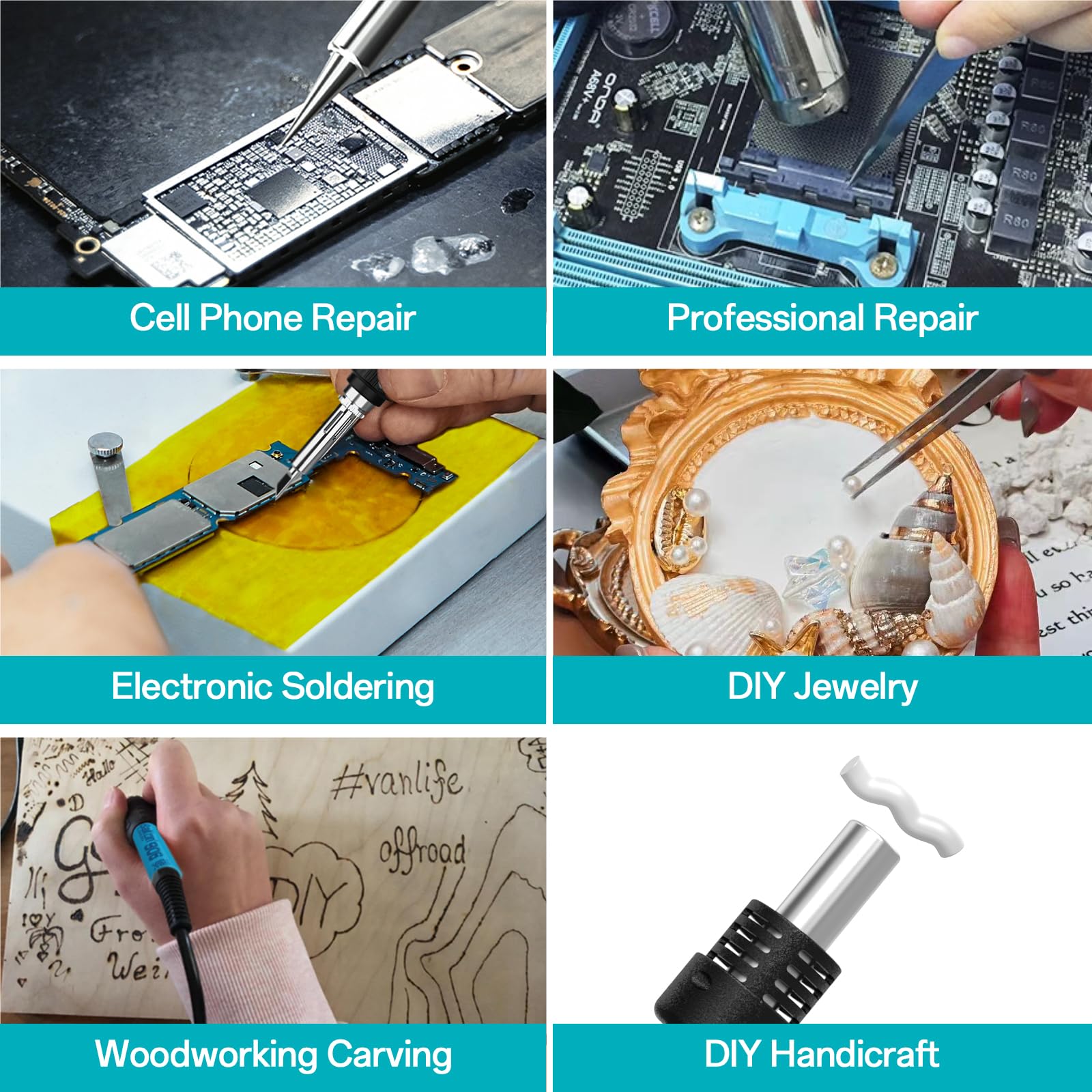 **BK852D+ 2-in-1 Heat Gun & Soldering Iron Kit – SMD Hot Air Rework Station with Digital Display & Adjustable Temperature – Perfect for Electronics Repair, DIY Projects, and PCB Soldering**