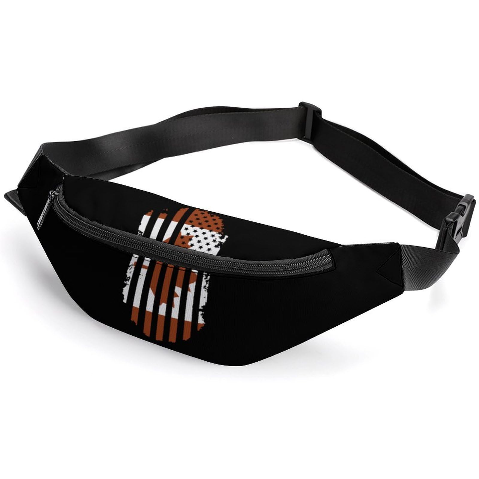 Canadian American Flag Belt Bag - Adjustable Waist Pouch & Crossbody Bag for Women & Men - Perfect for Hiking, Travel, and Outdoor Adventures