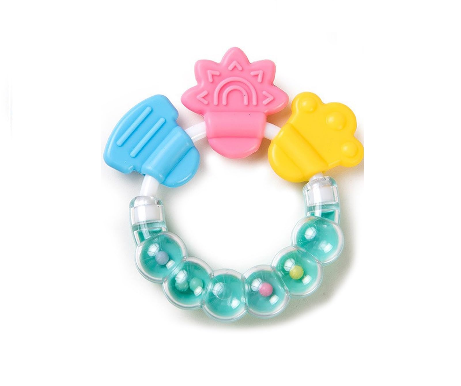 **JoyBuzz Silicone Baby Rattle Teether - BPA-Free, Natural & Organic Teething Toy for Infants, Toddlers & Kids | Soft, Safe & Soothing for Sore Gums - Perfect for Home, Travel & Daycare (Green)**