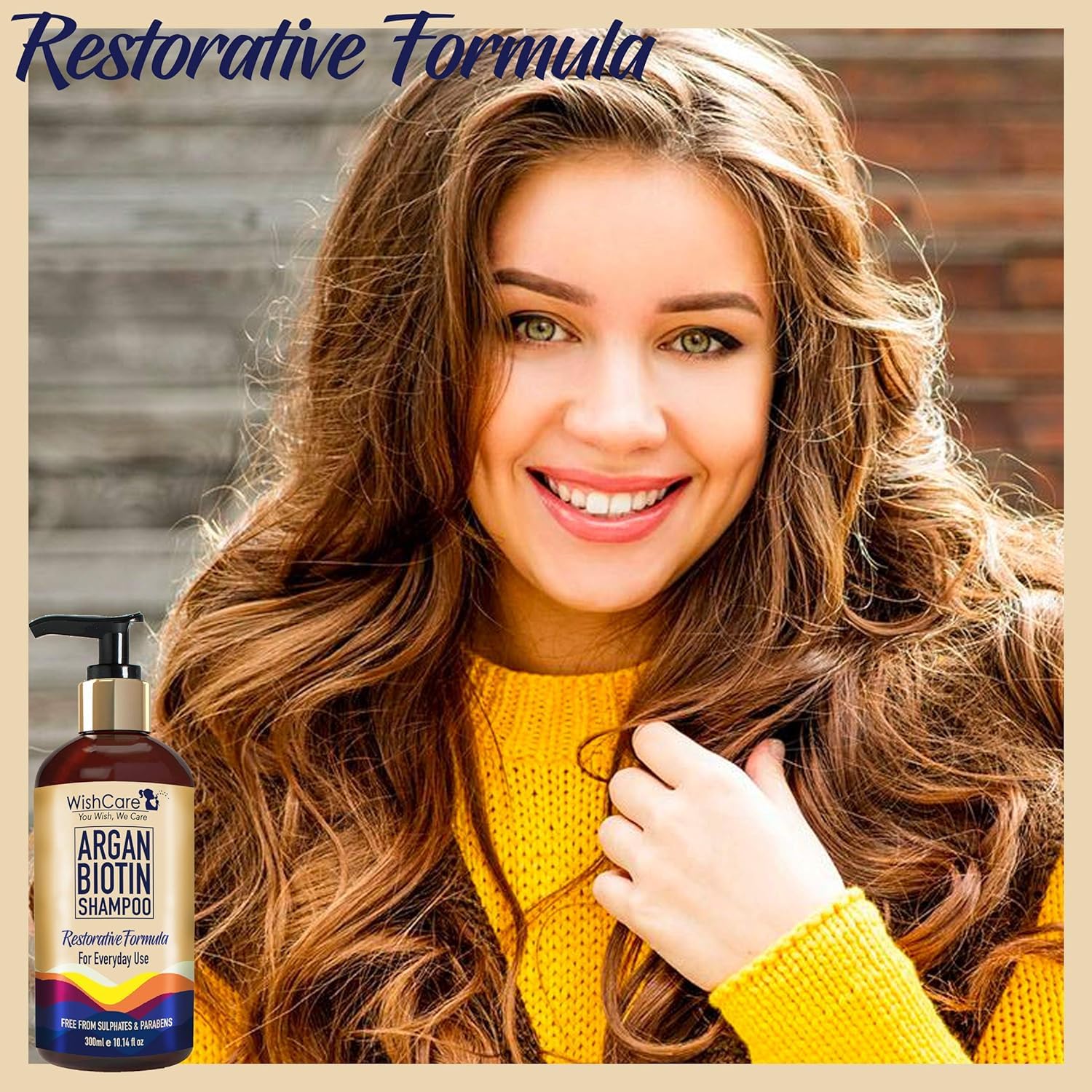Argan Oil Biotin Shampoo for Hair Growth & Repair - Sulfate Free, Paraben Free & No Mineral Oils - 300ml - Restorative Formula for Damaged Hair - Perfect for Daily Use at Home, Salon or Travel