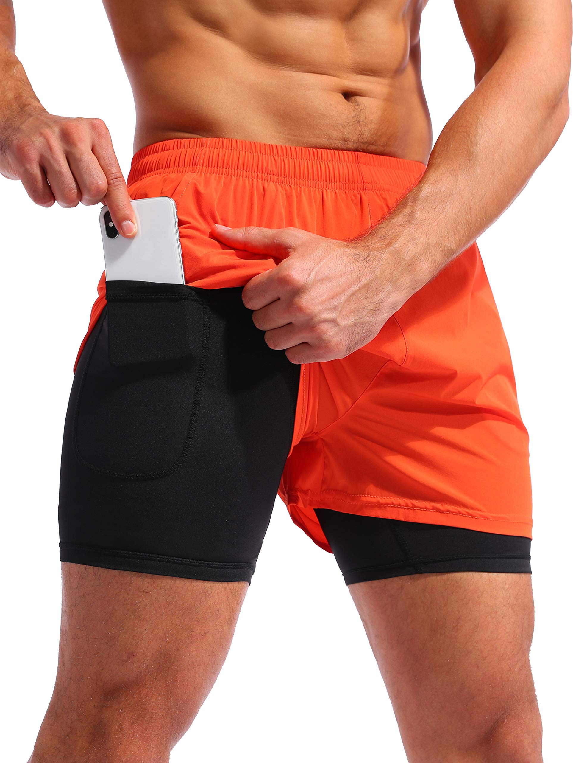 Pudolla Men's 2-in-1 Running Shorts 5