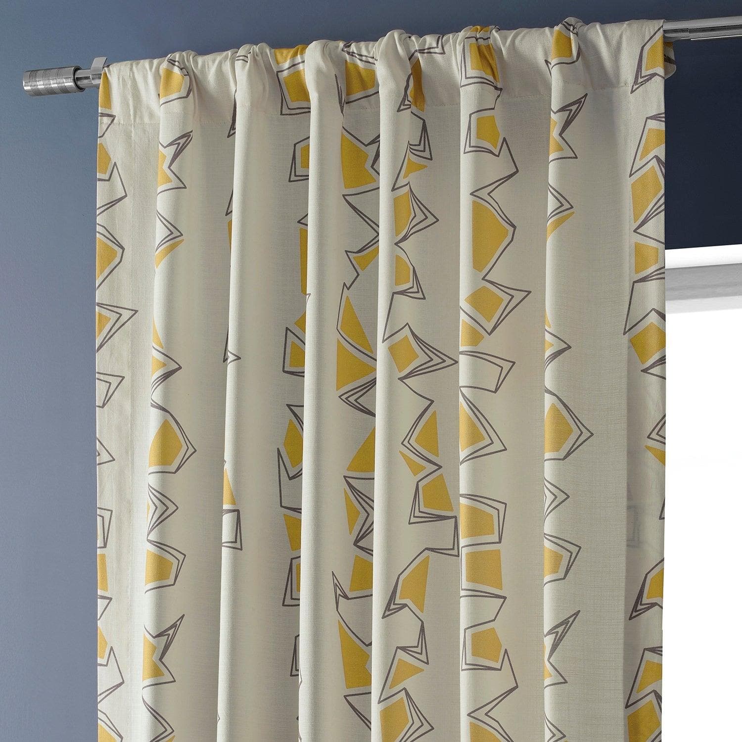Rock & Roll Marigold Abstract Textured Printed Cotton Curtains for Living Room & Bedroom - Boho Chic Window Treatments for Home Decor